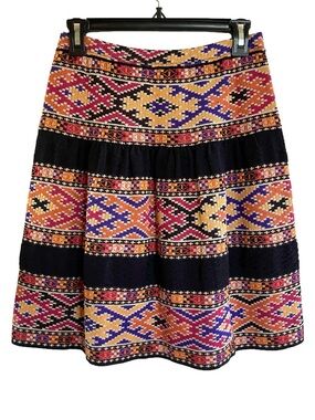 Peruvian Connection Asmaan Cotton Knit Skirt Small Boho Pattern